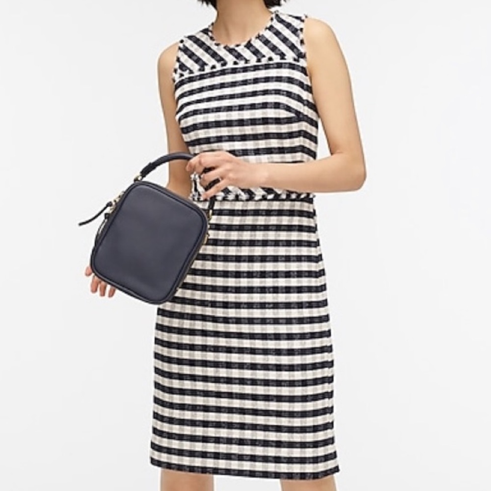 J. Crew Sleeveless Sheath Dress in Gingham Tweed